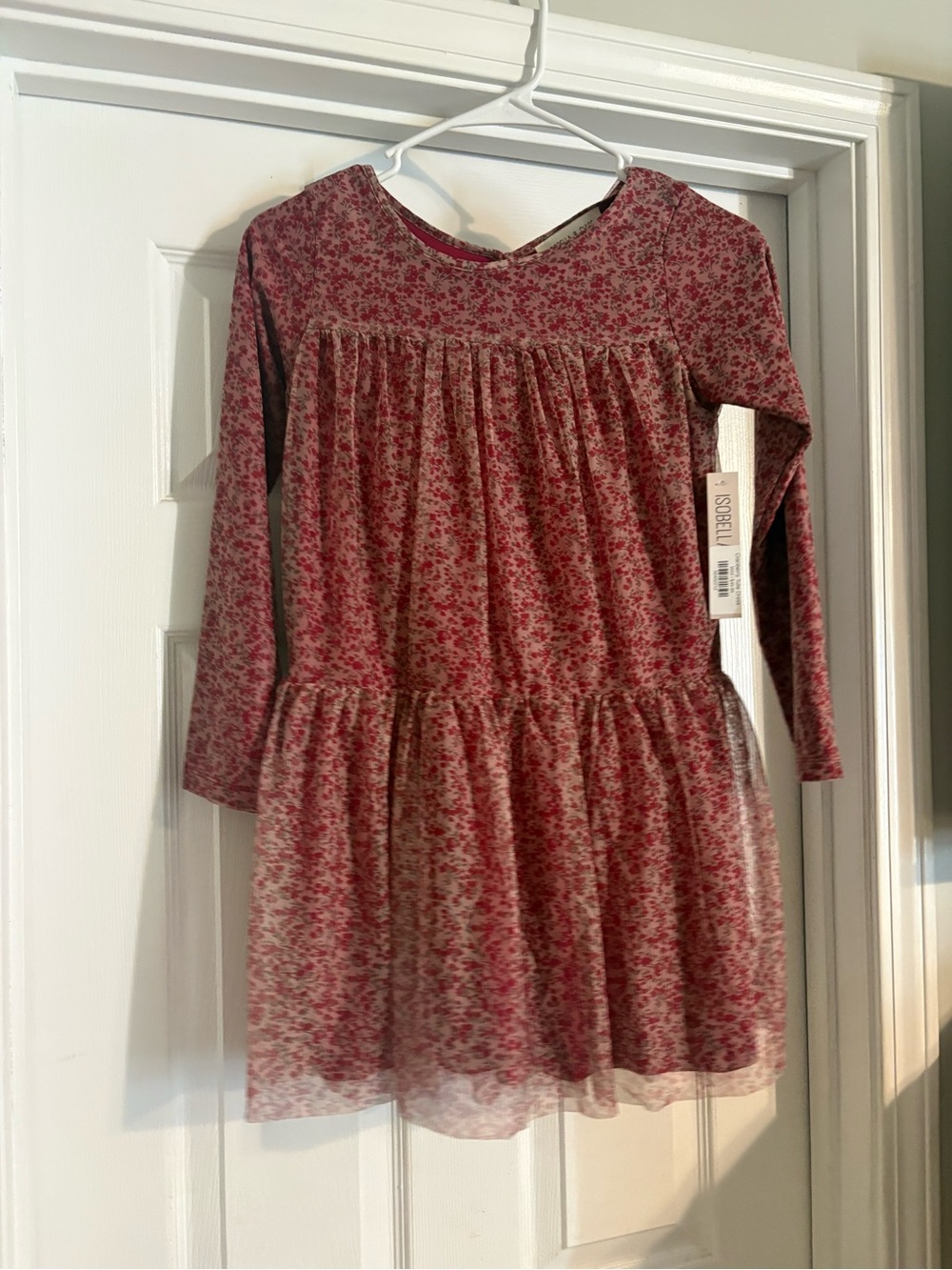 Isobella & Chloe Dusty Rose Floral Tiered Long-Sleeve Dress